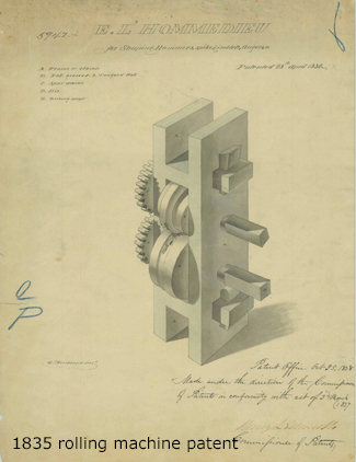 1830 rolling machine drawing