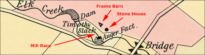 map detail showing timothy slack auger shop