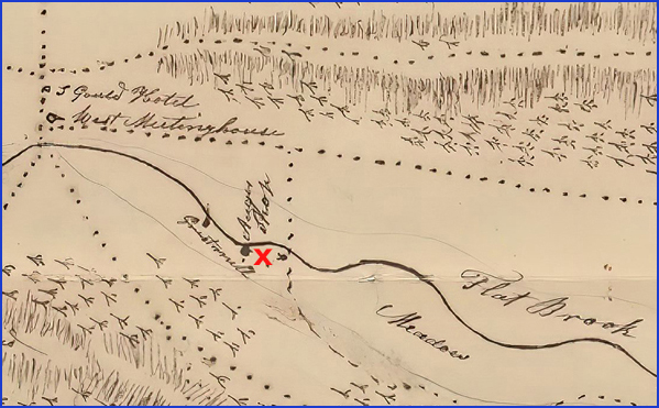 1830 map of Flat Brook in Ware