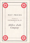 Millers Falls Company net prices for catalogue No. 32