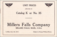 Millers Falls prices applying to Catalog K