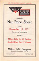 Millers Falls Company price list, 1931