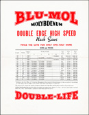 Blu-Mol Double Life High Speed Molybdenum Hack Saws prices and sizes circular