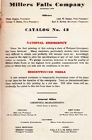 Millers Falls national emergency catalog
