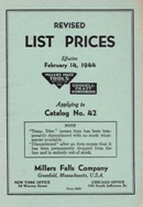 Millers Falls revised price list, 1944.