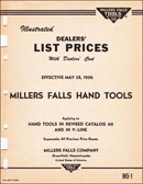 Millers Falls Company illustrated dealers' price list, 1956