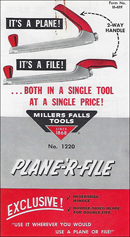 Millers Falls Company no. 1220 Plane-,R-file brochure