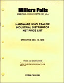 Millers Falls distributor price list, 1976